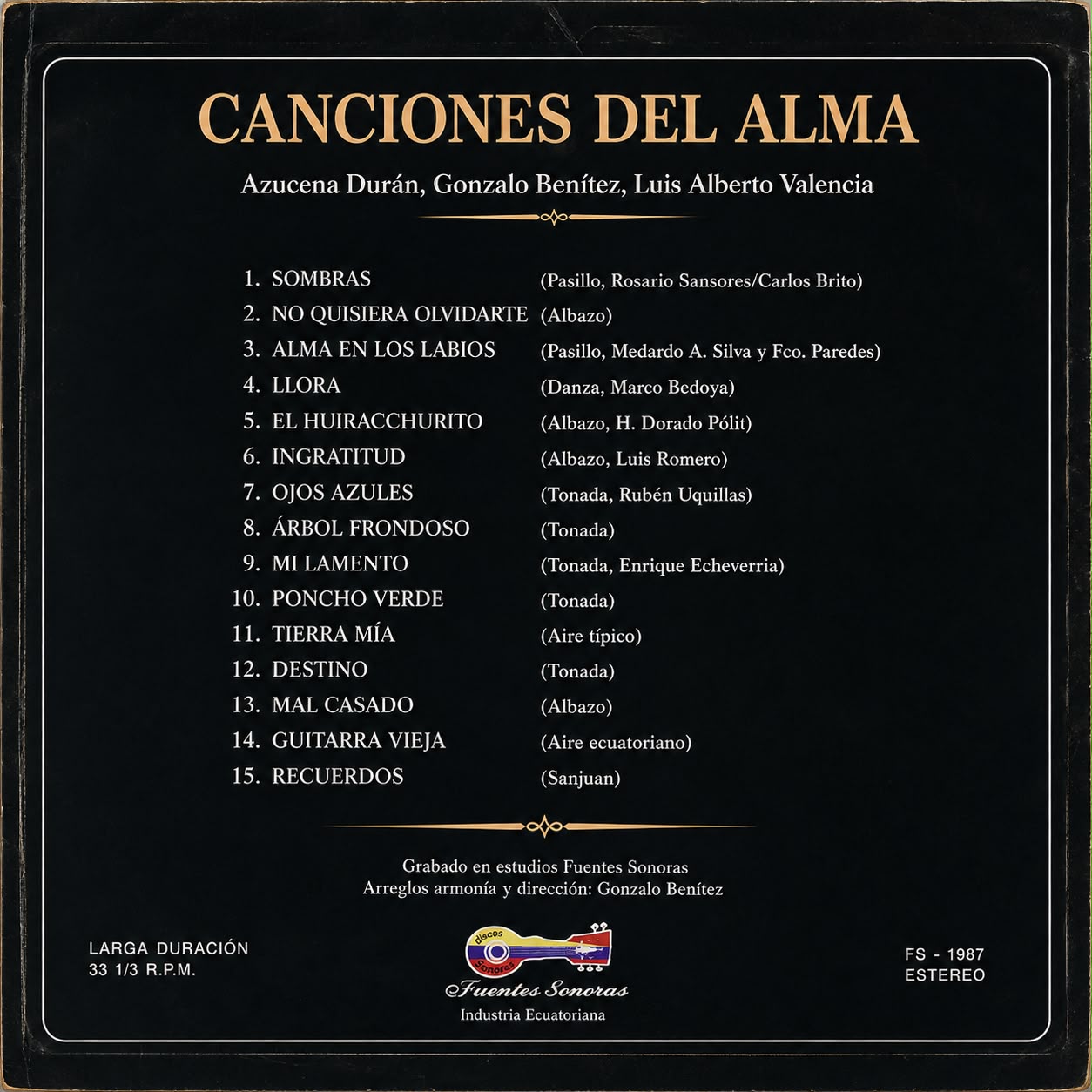 Canciones del Alma   Lista